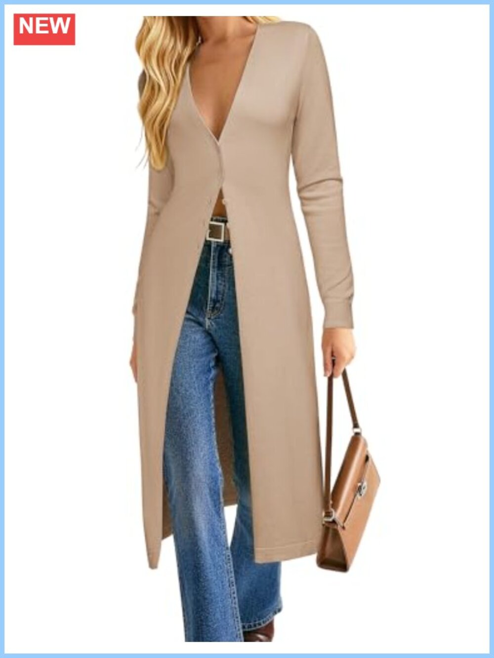 Lightweight Long Cardigan Duster Coat Button Up Knit Sweater